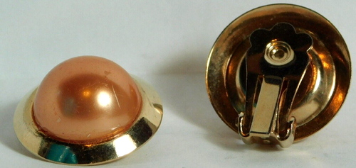 PENDIENTES DE COLECCIÓN REDONDOS CON CLIP PERLA SINTÉTICA LT NARANJA - Imagen 2 de 2