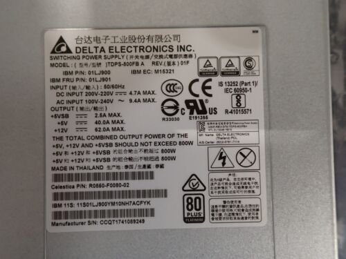 01LJ901 01LJ900 IBM 800W Power Supply - Picture 2 of 5