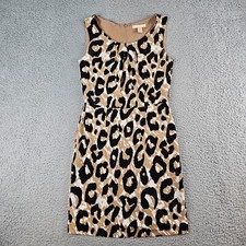 Banana Republic Sheath Dress Womens Size 4 Brown Black Leopard Print Sleeveless