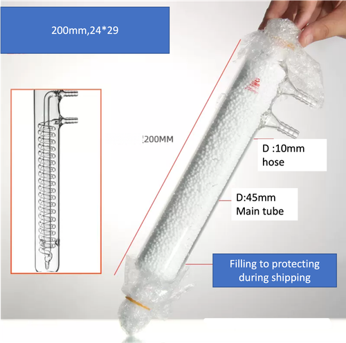 Condensador de reflujo dimroth condensador 200mm a 600mm manguera extraíble 24/29 - Imagen 9 de 10