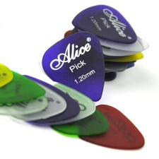 Lots of 100pcs Alice AP-I 1.2mm Heavy Guitar Picks Transparent Matt Mixed Colors