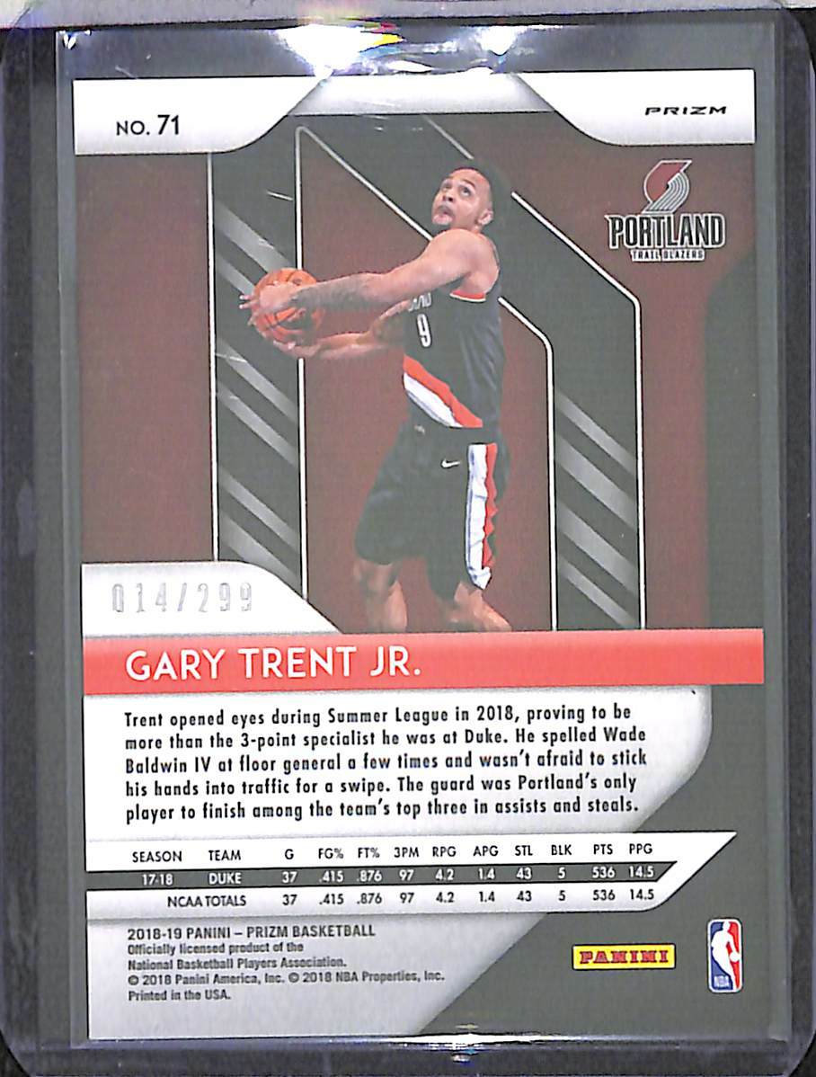 2018-19 Panini Prizm Red Prizm Rookie #71 Gary Trent Jr. No