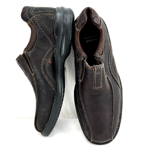 NEW Clarks Sherwin Time Brown Tumbled Slip-On Leather Loafer Shoes Men's US 8 M - Picture 4 of 10