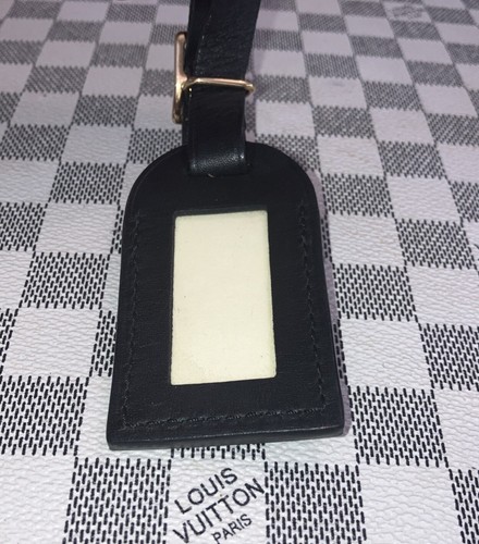 Authentic Louis Vuitton luggage tag black leather W Golden LV & Gold Hardware. - Picture 6 of 11