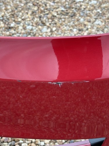 2021-2023 Tesla Model X Front Bumper Red 1588186-00-C OEM Crack Damage - Picture 6 of 9