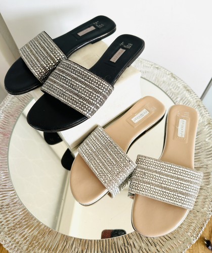 2x Glitzer Metallic Slide Hausschuh Schuhe Pantoletten Sandalen 38 - Bild 10 von 18