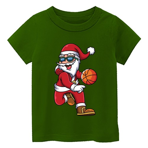 Santa Funny Christmas Sports BasketBall Kid's T-Shirt USA Holiday Xmas New Gift - Picture 11 of 14