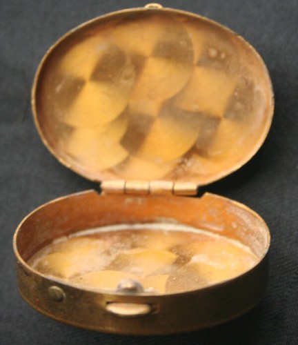 Vintage Guilloche Emaille Rosen Deckel Messing Pillendose Pillendose - Bild 3 von 4