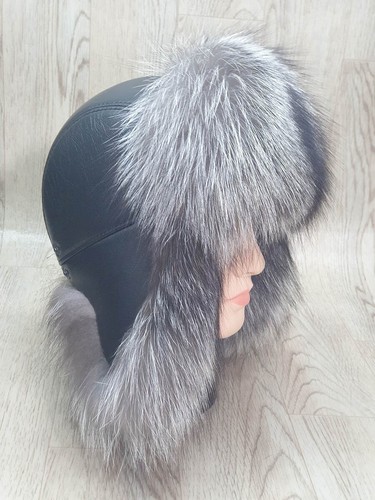 Men's Fur hat fox Winter hat for men Genuine leather hat top Fur hat - Picture 7 of 17