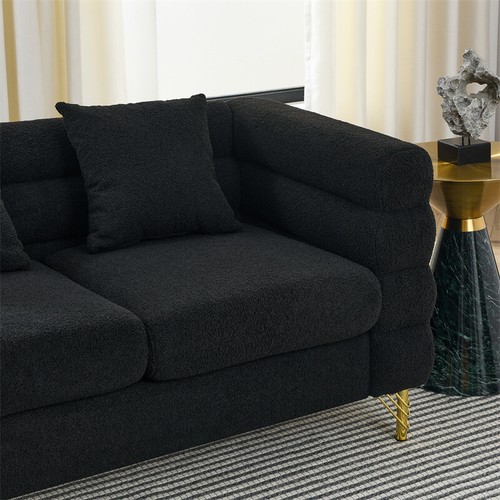 60" Oversized 2 Seater Sectional Sofa Comfort Soft Deep Seating Sofa w/2 Pillows - Picture 5 of 12