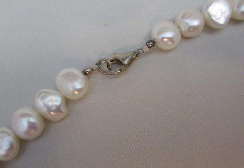 Vintage Natural Pearl Necklace 925 Marked Sterling Silver Lobster Claw Clasp 17" - Picture 3 of 8