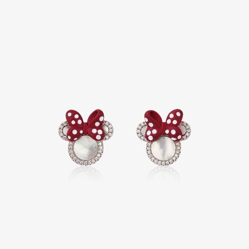 Minnie Mouse Earrings Mickey Mouse Crystal Disney Jewelry Disneyana S925 Post - Picture 3 of 9