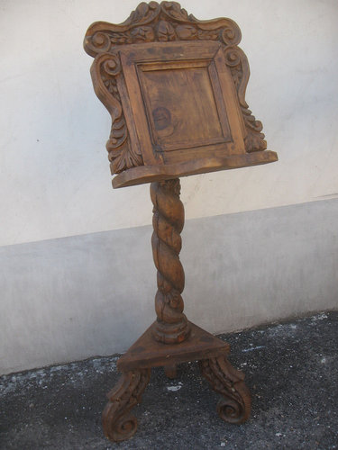 LEGGIO RUSTICO MONTANARO RICCO DI INTAGLI - COLONNA TORCIGLIONE - 1940 EMILIA - Foto 13 di 22