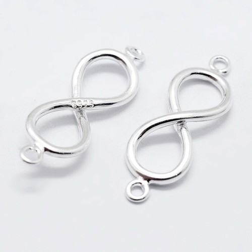 925 Sterling Silver Infinity Links Hallmarked  18.5 x 6mm x 2mm hole: 1mm, 1pc - Picture 1 of 2