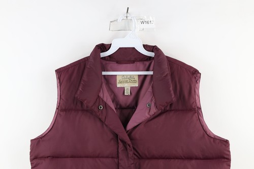 Cabelas Womens Large Spell Out Goose Down Insulated Puffer Vest Jacket Purple - Picture 2 of 14