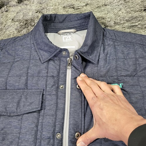 Cutter & Buck Quilted Puffer Jacket Mens Large Blue Weathertec Golf Pockets Logo - Picture 11 of 22