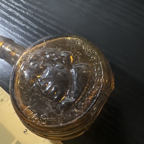 Vintage Bitters Bottle Thomas Jefferson Amber Mini Bitters Bottle w/cork - Picture 12 of 14