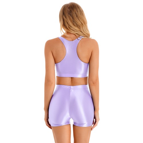 Mujeres Brillante 2 Piezas Trajes Camiseta sin mangas corta con pantalones cortos Ropa deportiva Traje de baño - Imagen 39 de 83