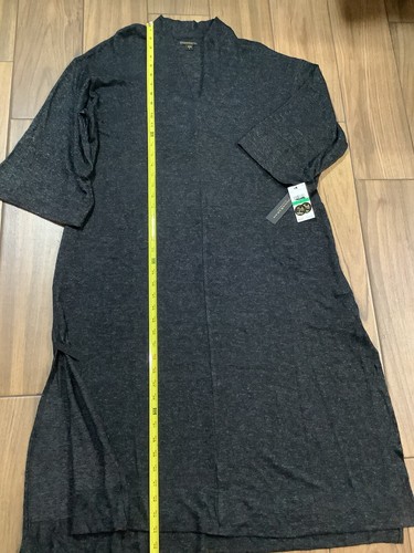 Donna Karan Sleepwear Women Size L Gown 3/4 Sleeve Long Length in Charcoal Grey - Picture 5 of 8