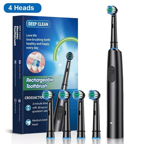 Toothbrush Electric Rechargeable Pro Rotating Brush Oral-B Heads Timer Modes USB - Picture 11 of 12