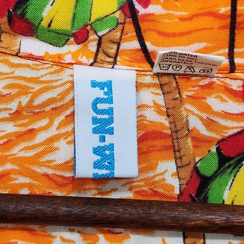Fun Wear Mens Orange Button Up Short Sleeve Beach Shirt Size XL - Picture 2 of 7
