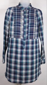 RUBBISH-Button-Front-Shirt-Tunic-Top-SMALL-Collar-Long-Sleeves-Multi-Color-PLAID