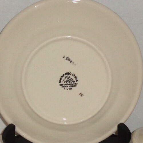 Shenango Porzellan Gerippt Essteller Restaurant Geschirr Weinrot Goldrand 8" 6er Set - Bild 5 von 5