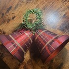 Red With Gold Christmas Bells Decoration Hollies Pine Cones Bow Wreath Holidays 