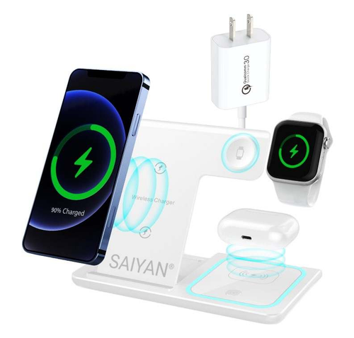 SAIYAN Wireless Charger 3 in 1, 15W Fast Charging Station - Picture 3 of 12