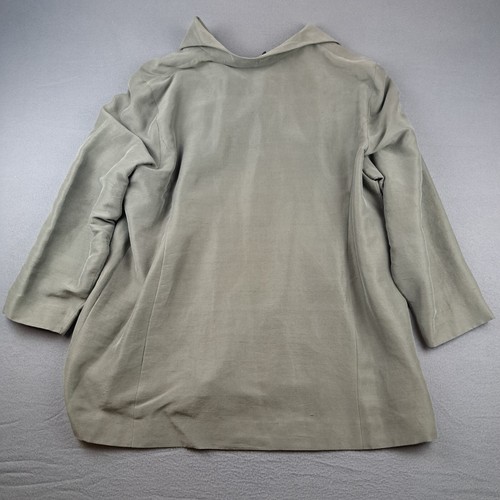 Eileen Fisher 100% Silk Dupioni Stand Collar Lined Longline Jacket Size 3X - Picture 10 of 14