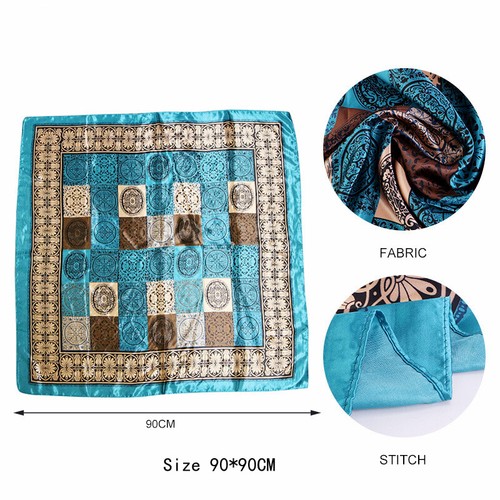 Sciarpa quadrata stampata donna chemio cappello turbante raso berretto testa sciarpa fascia bandana - Foto 4 di 31