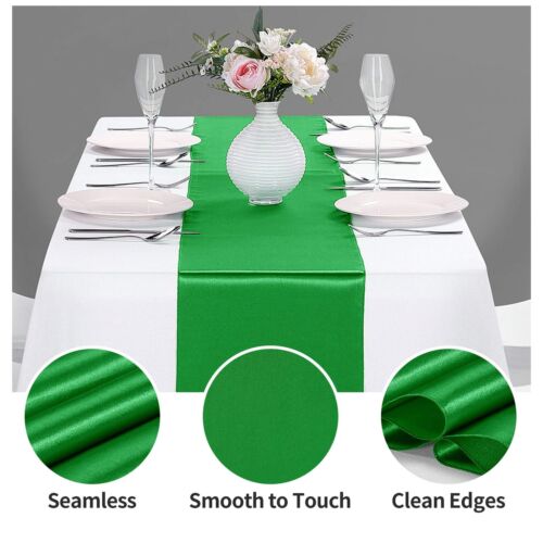 10-Pack Satin Table Runner Emerald 12 x 108 inches Long Table Runners for Wed... - Picture 3 of 7