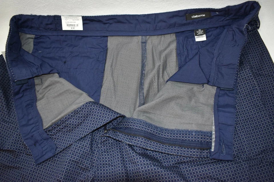 Pantalones Cortos Claiborne Azul Marino Cuadros Talla 50 Elastizados Para Hombre  Foto 3 de 4