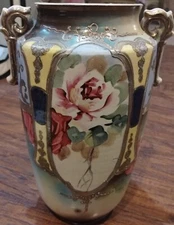 Beautiful Antique Vintage Floral Hand Painted Vase Signed But Unknown/Unreadable