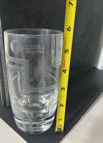 Set of 8 Crystal Drinking Glasses Cups Clear Geometric Pattern Design Heavy MCM - Picture 2 of 12