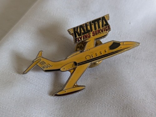 Kalitta Flying Service Pin Rückseite gelb Emaille Frachtflugzeug Michigan