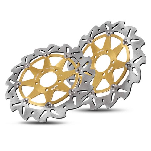 Front Brake Discs Rotors Fit For Kawasaki ZZR 250 1992 Ninja ZX6R 636 2000 Gold - Picture 5 of 10