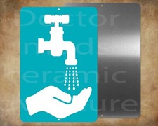 WASH YOUR HANDS no words 8x12" metal sign