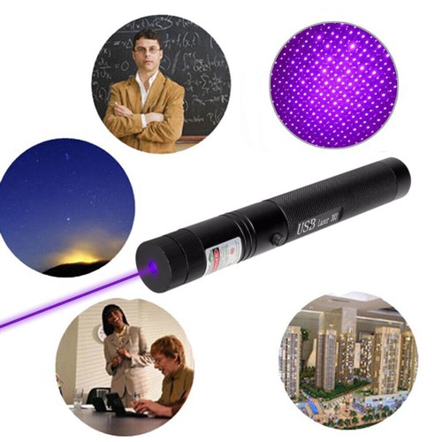 990 miles Purple Laser Pointer USB Rechargeable Pen Visible Beam Light Lazer - Imagen 7 de 9