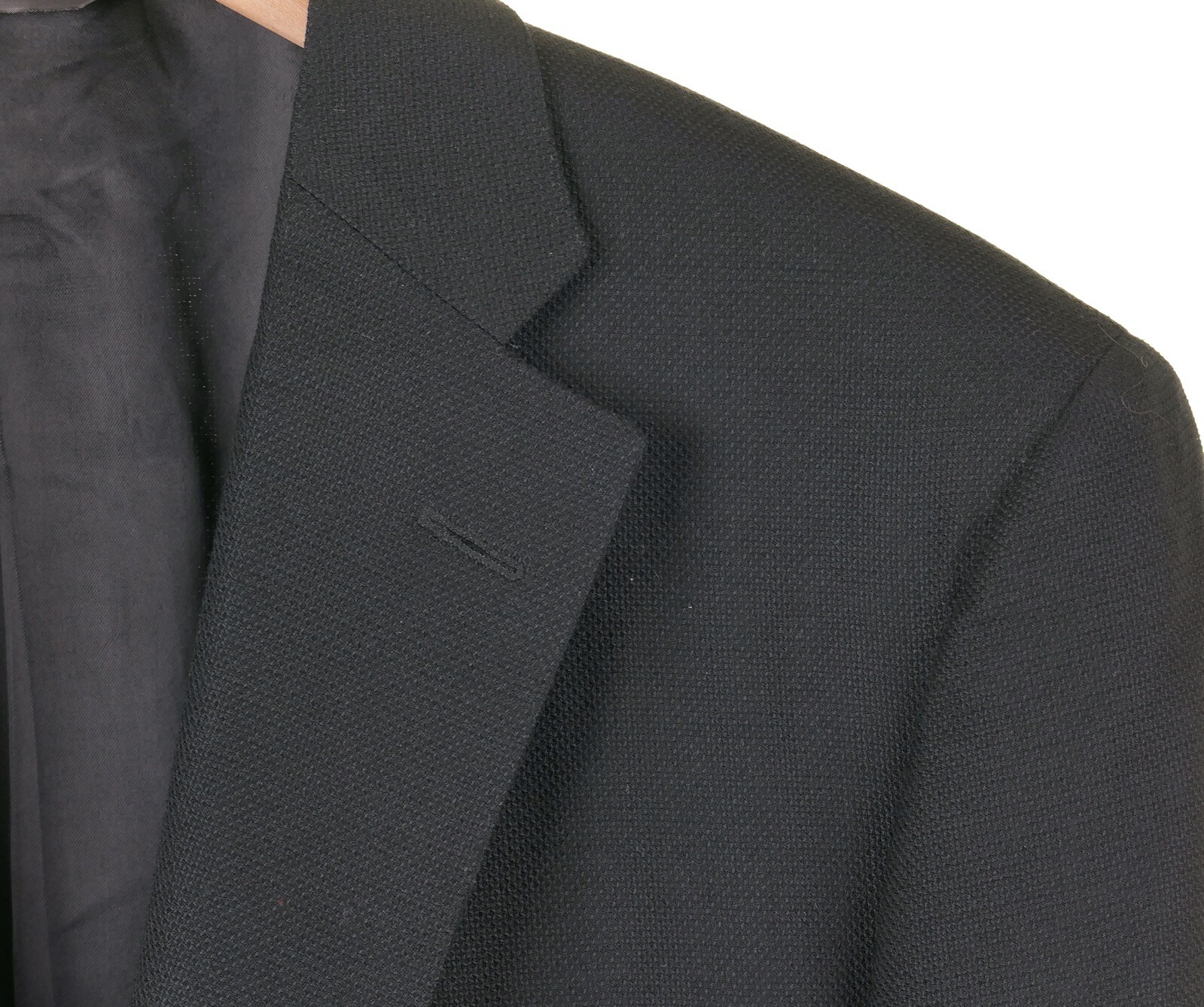 Samuelsohn Solid Black Hopsack Super 110 Wool Spo… - image 3