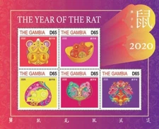 Gambia 2020 - Lunar New Year of The Rat - Sheet of 5 Stamps - Scott #3871 - MNH