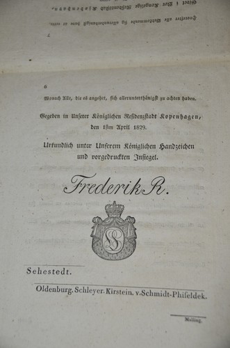 Antike Urkunde - historische Bekanntmachung - Kopenhagen im April 1829 - Bild 6 von 8