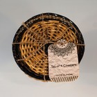 Set Of 4 Coasters And Matching Holder Brown Black Basket Weave Plastic New Gift