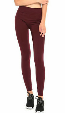 Womens Warm FLEECE LINED LEGGINGS Thick Thermal Solid High Waisted Winter - Picture 10 of 17