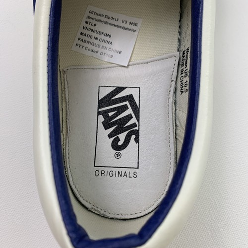 Vans Vault OG Classic Slip-On LX Mens 9 Woven Leather Check Patriot Blue - Picture 17 of 20