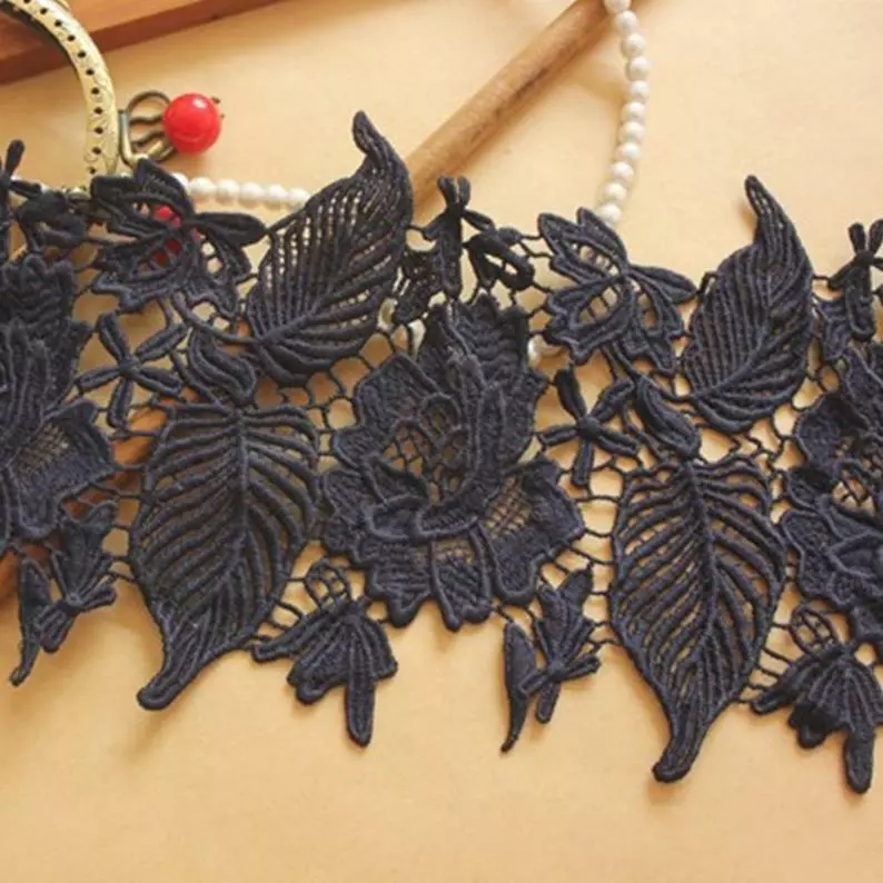 Black venice lace trim by the on sale yard