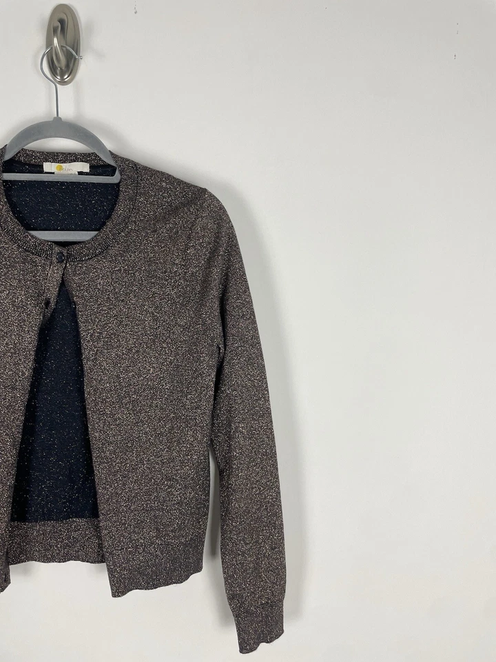 Boden Rosetta Cardigan 尺码 6 女式玫瑰金棕色闪亮纽扣毛衣 — 第 4/4 张图片