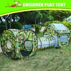 3 In 1 Toddler Kids Pop Up Play Tent Crawl Camo Tunnel Ball Pit Toy Playhouse