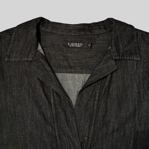 Lauren Ralph Lauren Dress Women’s M Black Denim Shift Cotton Dark Gray - Picture 2 of 13