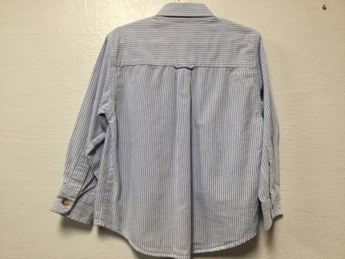 Boys Shirt Size Medium 5 Blue White Stripes Button Cuffs Royal Manor 167 - Picture 5 of 6